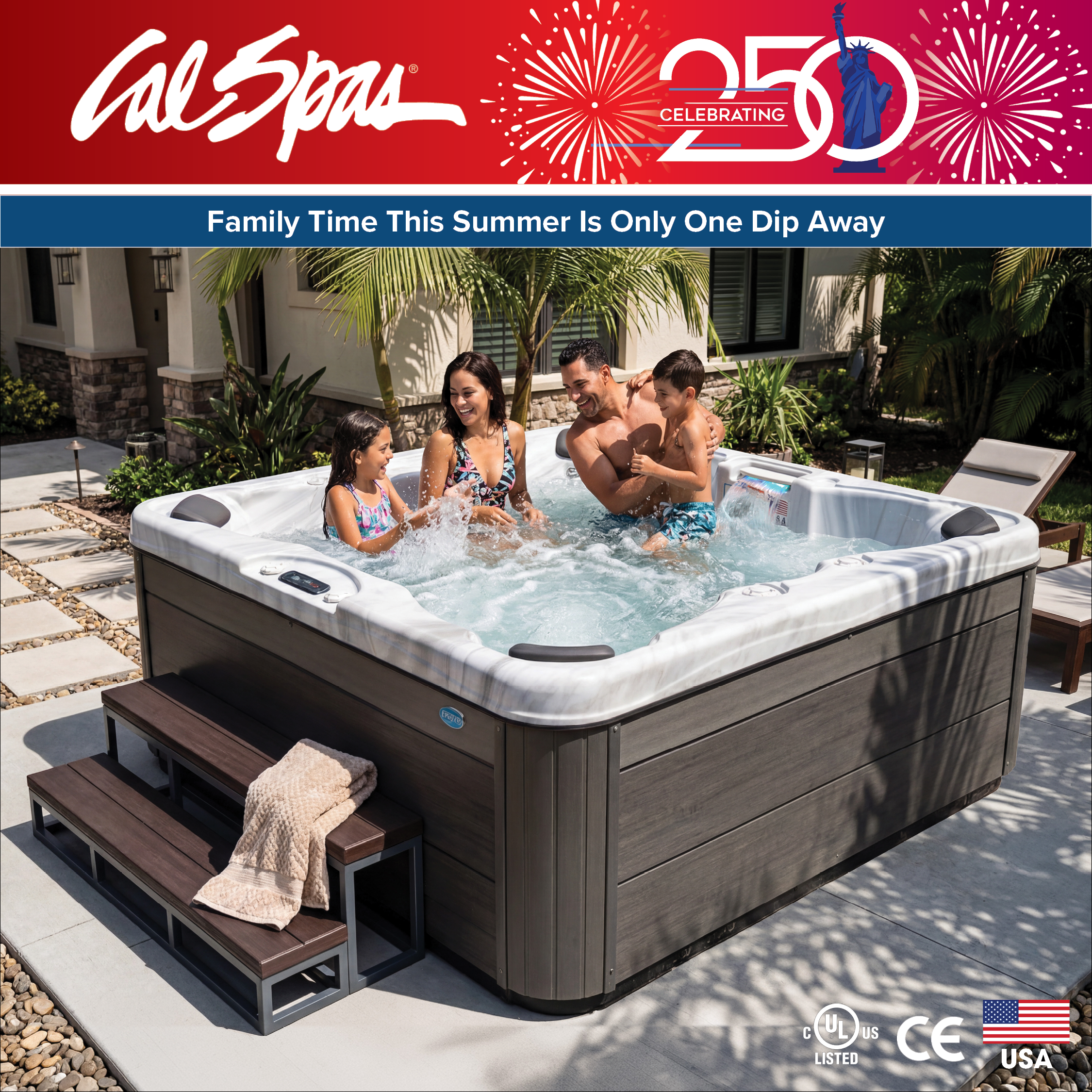 Calspas hot tub being used in a family setting - Reno